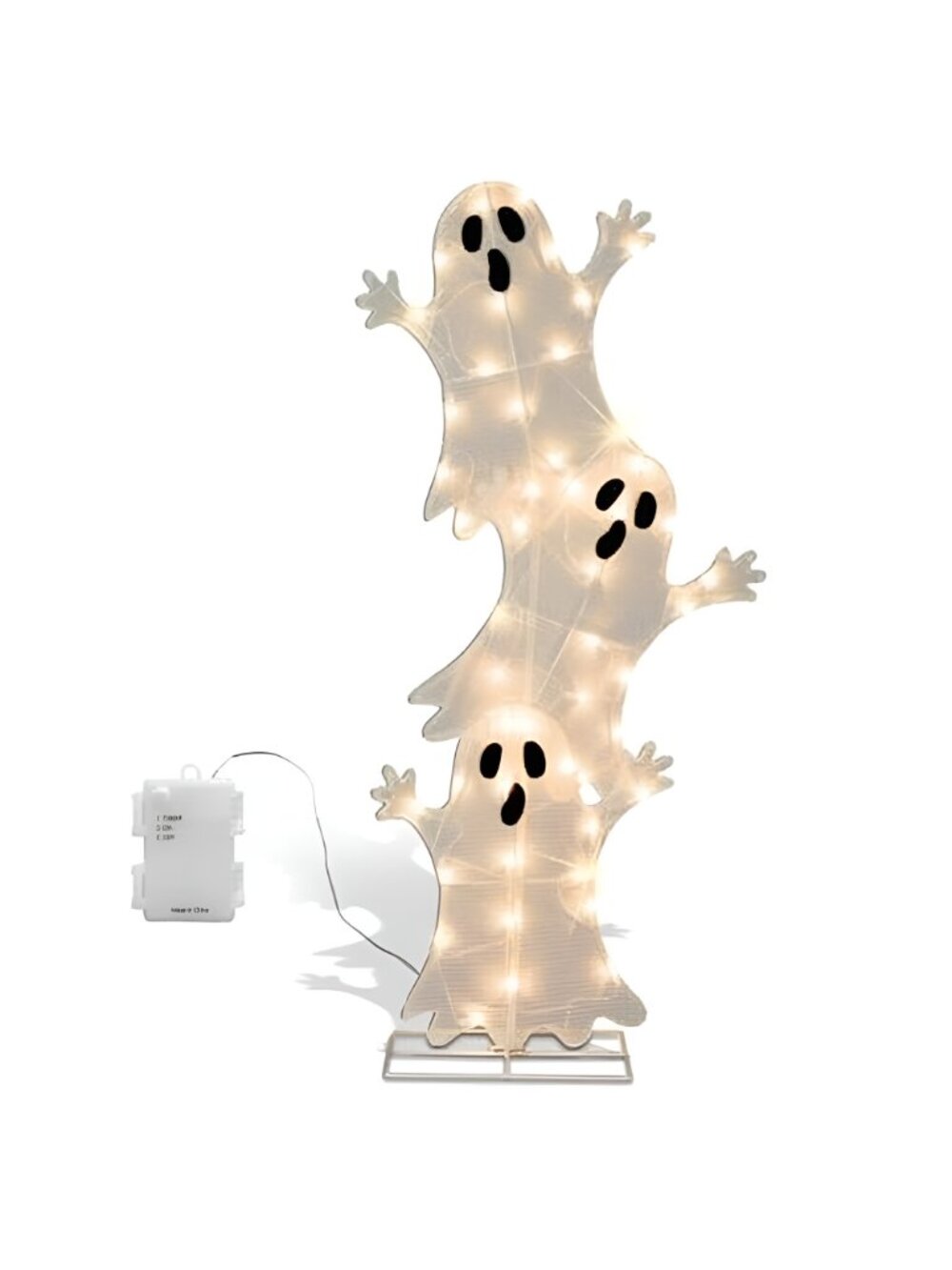 Halloween Lighted 3 Stacked Ghosts, 42’’ H Pre-Lit Lighted Ghosts - Picture 3 of 7
